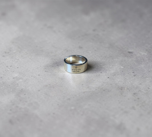 Gucci Trademark Wide Band Ring グッチ トレードマーク ワイド バンド ロゴ リング シルバー925 19号