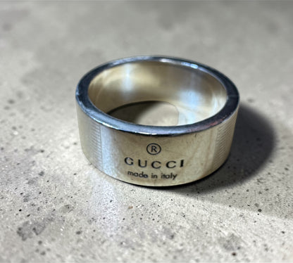 Gucci Trademark Wide Band Ring グッチ トレードマーク ワイド バンド ロゴ リング シルバー925 19号