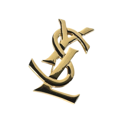 Yves Saint Laurent ヴィンテージ Cassandre Logo Brooch イヴ・サンローラン カサンドラ ロゴ ブローチ ゴールド 5cm