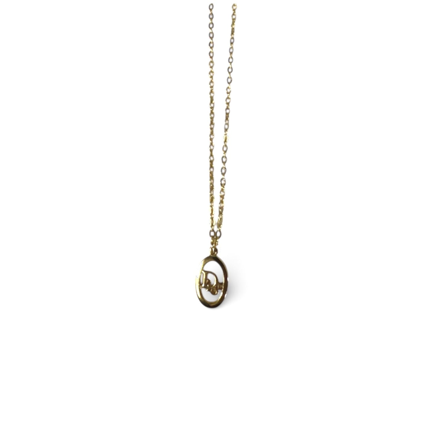 Christian Dior / Dior Logo Oval Pendant Necklace
