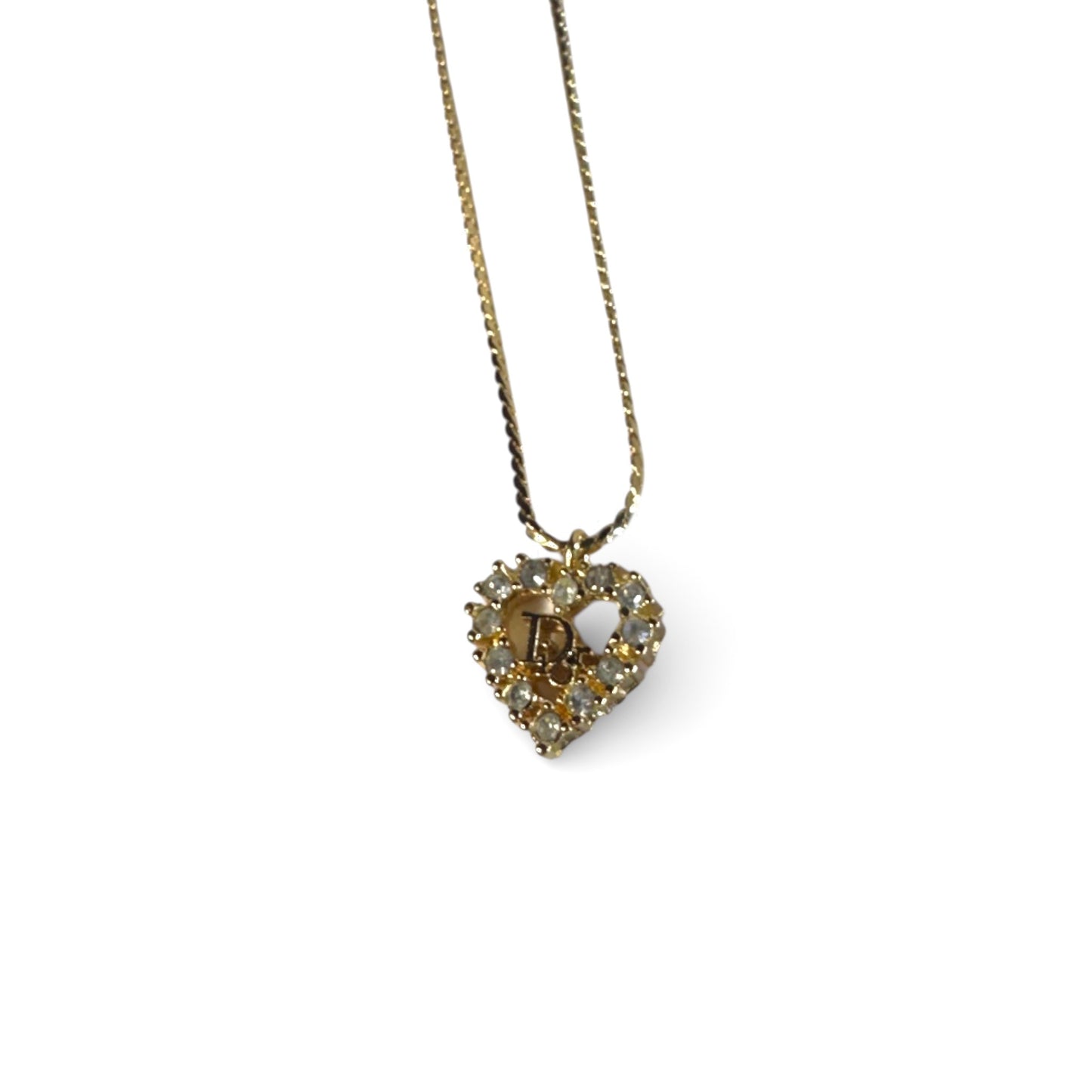 Christian Dior / Heart Crystal Logo Necklace