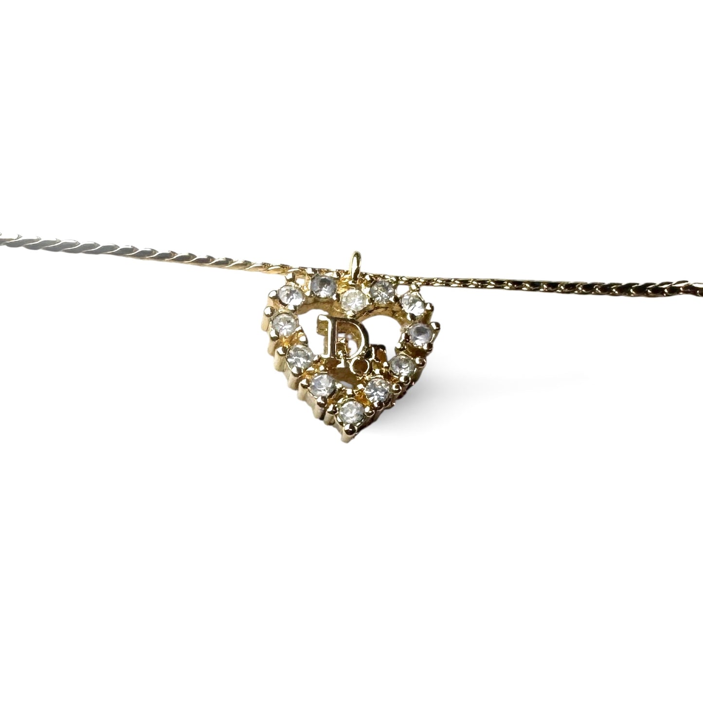Christian Dior / Heart Crystal Logo Necklace