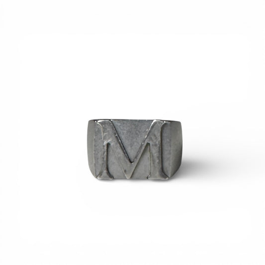 Maison Margiela M Logo Engraved Signet Ring メゾン マルジェラ Mロゴ ビッグフェイス シグネット リング シルバー925 16号
